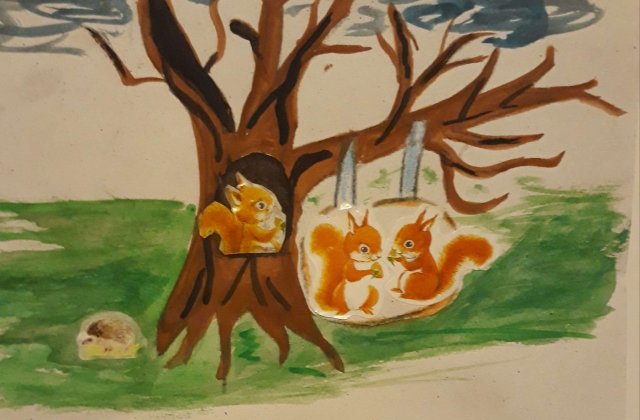                             A mókuskerék                                     Nagy tölgyfa odujában élt mókusmama két kis porontyával
Eleven kis mókusok voltak naphosszat csak az ágakon szaladgáltak. Mókusmama hiába fegyelmezte őket hogy rendesen vise...