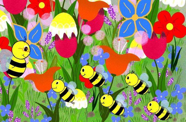  
Nézz oda, egy méh óvoda,
méhecskék hada jár oda,
míg a szülők gyűjtögetnek,
méhecskéik zümmöghetnek.
Kedves méh néni reggel,
piciket köszönti szeretettel,
sok kicsi méh reppen be,
kezdik a játék...
