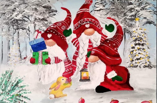  
 
Három Manó
 
Három manó ballagott
A hóesésben,
Hópihék cikáztak a karácsonyi fényben.
Tátva maradt szájuk csodálkozva,
Az ablakban csodálatos fenyőfa.
 
Az égen pompázatos hóesésben,
Hópih...