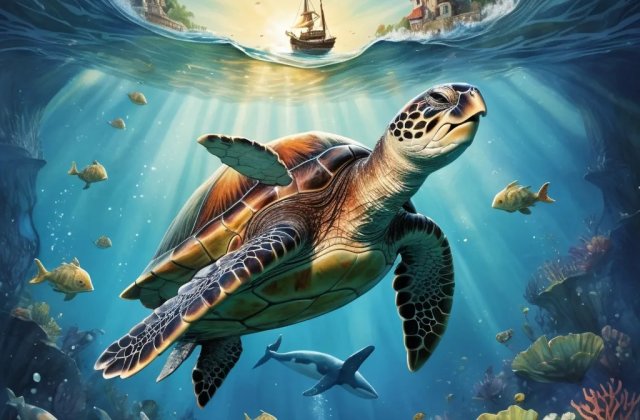 Valamikor, talán nem is olyan régen,
teknősök éltek a Sás – sziget öblében.
A teknős dinasztia apró, kedves népség,
legkedvesebb helyük a tengerlő kékség.
 
Legnagyobb kincsüket hátukon cipelték,...