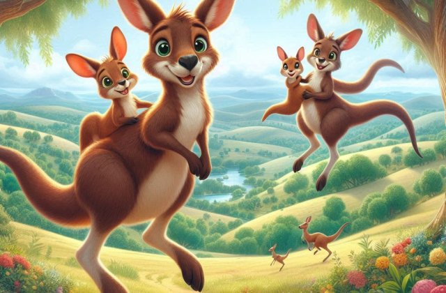 A kenguru család új otthona
Élt egyszer egy aranyos kenguru család a nagy Ausztráliában.
Csodaszép, hegyekkel, erdőkkel tarkított vidéken éltek nem messze a nagy folyótól.
Mindenük megvolt itt amire csa...