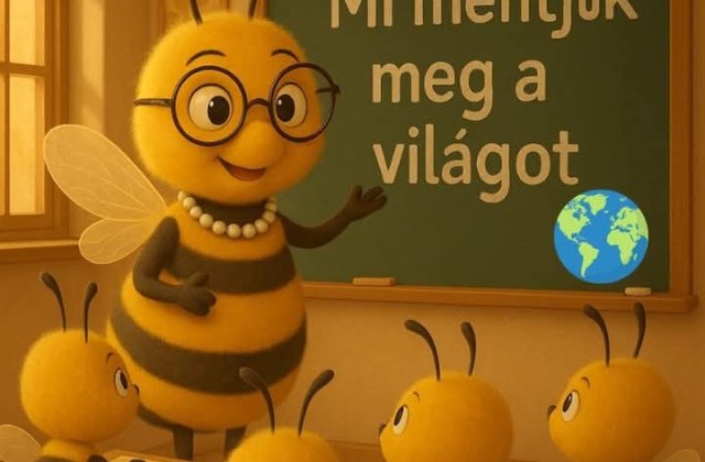 Méh kaptárban ,méh iskola, ott tanít a méh Viola. Nagy potrohán éles fullánk, s a szemén meg egy okullár. Akkor mostmár okuljár,így tanít a méh Vio...